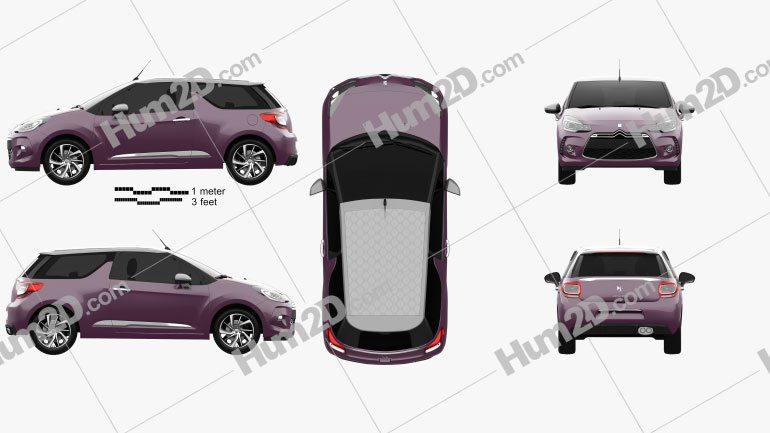 Citroen DS3 convertible 2014 Clipart Image