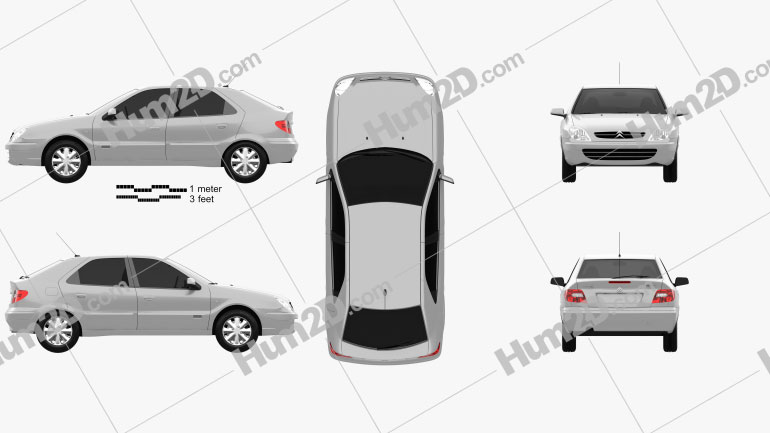 Citroen Xsara de 5 portas hatchback 2000 car clipart