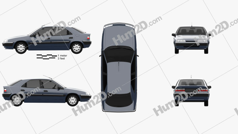 Citroen Xantia hatchback 1994 car clipart