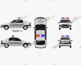 Dacia Logan Police Romania sedan 2004 car clipart