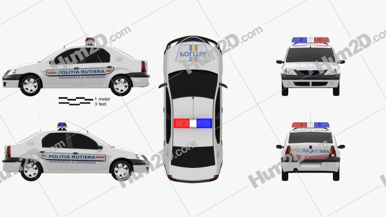 Dacia Logan Police Romania sedan 2004 Blueprint