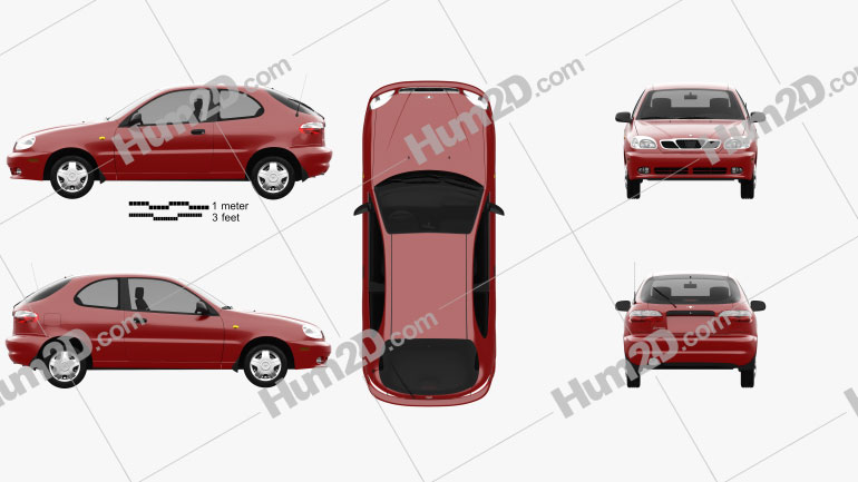 Daewoo Lanos 3-door 1997 car clipart