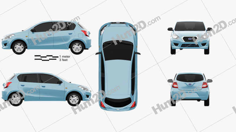 Datsun Go 2014 Clipart And Blueprint - Download Vehicles Clip Art 