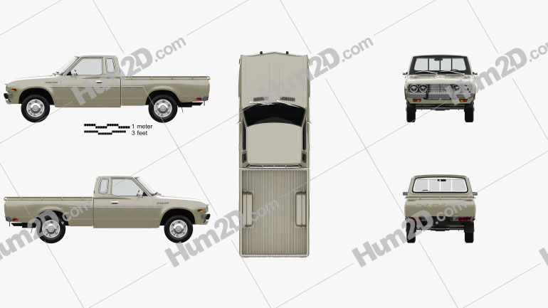 Datsun 620 King Cab mit HD Innenraum und Motor 1977 car clipart