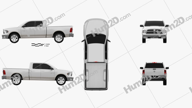 Dodge Ram 1500 Quad Cab Laramie 6-foot 4-inch Box 2012 Clipart Image