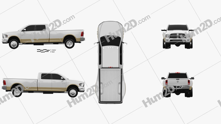 Dodge Ram 3500 Crew Cab Dually Laramie 8-foot Box 2012 Blueprint