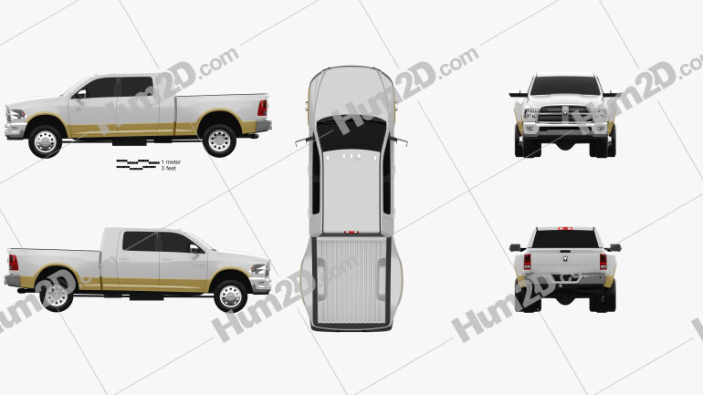Dodge Ram 3500 Mega Cab Dually Laramie 6 Foot 4 Inch Box 12 Clipart And Blueprint Download Vehicles Clip Art Images In Png Psd