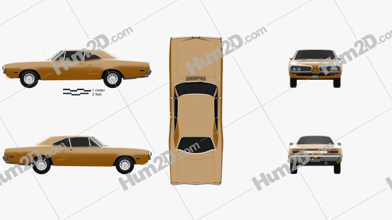Dodge Coronet hardtop coupe 1970 car clipart