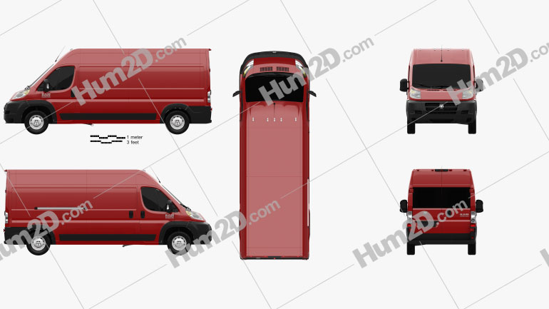 Dodge Ram ProMaster Cargo Van L3H2 2013 Blueprint
