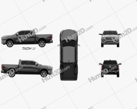 Dodge Ram 1500 Crew Cab Limited 5-foot 7-inch Box 2019 car clipart