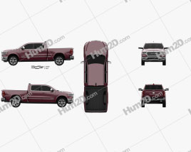 Dodge Ram 1500 Crew Cab 6-foot 4-inch Box Limited 2019 car clipart