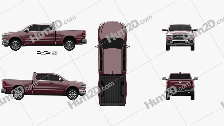 Dodge Ram 1500 Crew Cab 6-foot 4-inch Box Limited 2019 Imagem Clipart