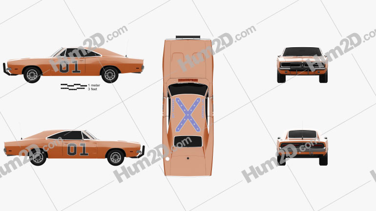 Dodge Charger General Lee 1969 car clipart