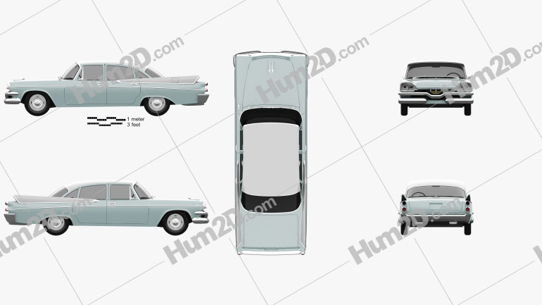 Dodge Coronet de 4 portas sedan 1957 car clipart