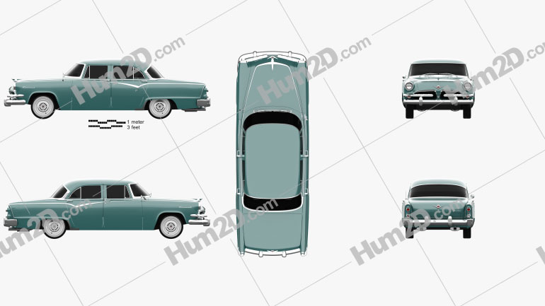 Dodge Coronet 4-door sedan 1955 car clipart