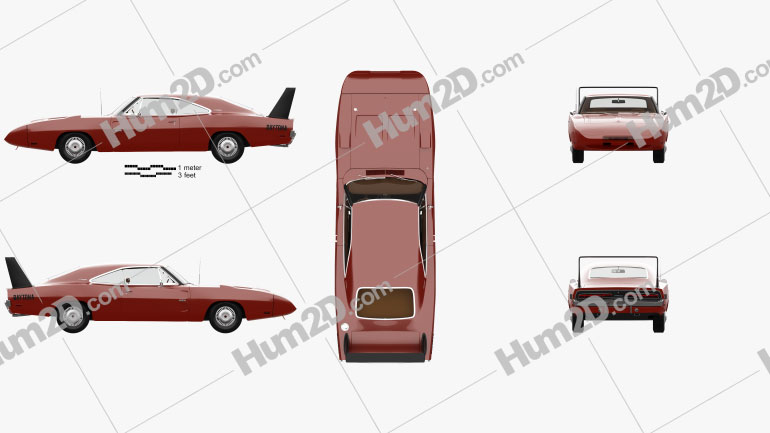 Dodge Charger Daytona Hemi com interior HQ 1969 car clipart