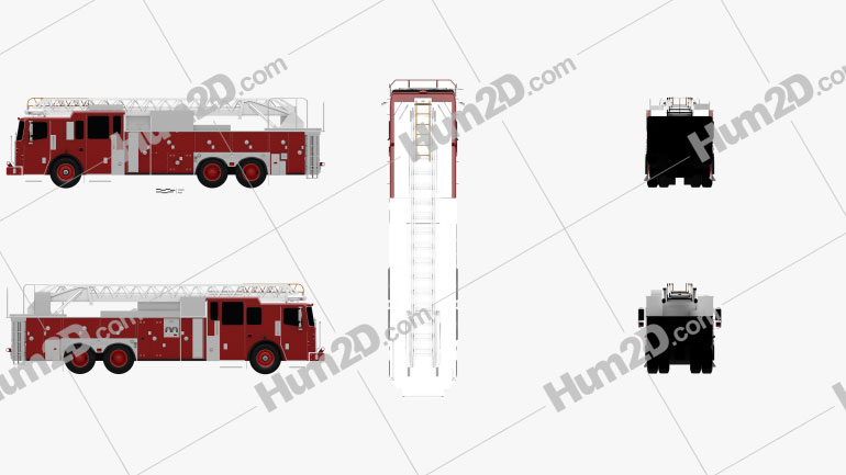 Ferrara Ultra HD-100 Rear Mount Aerial Ladder Firetruck 2013 Blueprint