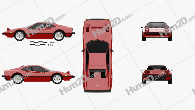 Ferrari 308 GTS 1975 car clipart