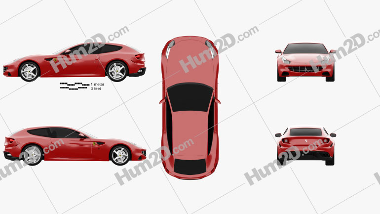 Ferrari FF 2011 Blueprint in PNG - Download Veículos Clip Art Images