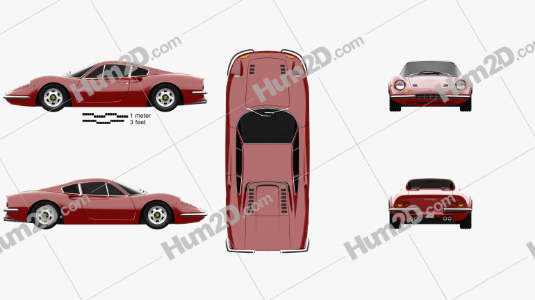 Ferrari Dino 246 GT 1969 car clipart