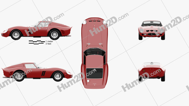 Ferrari 250 GTO (Series I) with HQ interior 1962 Clipart Image