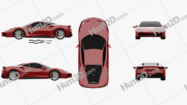 Ferrari 488 GTB 2016 Blueprint