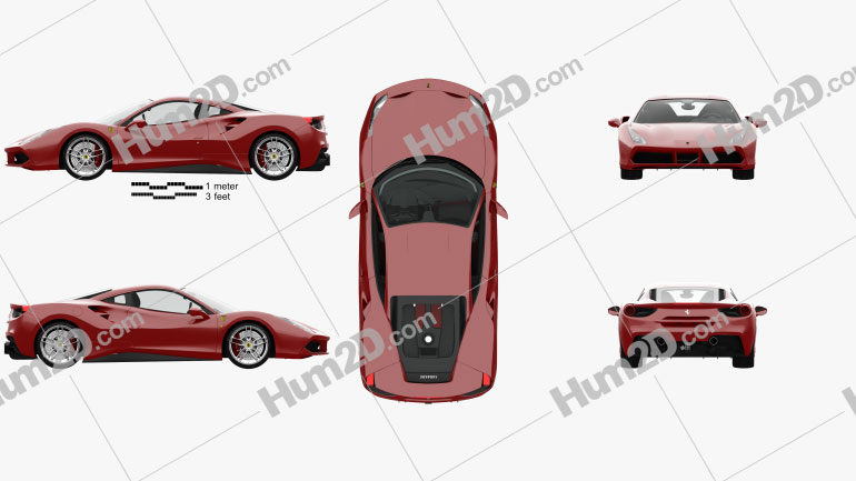 Ferrari 488 GTB with HQ interior 2016 Blueprint