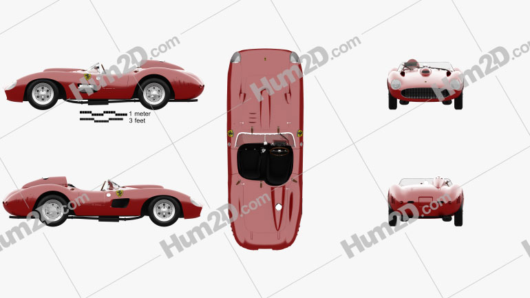 Ferrari 335 S Spider Scaglietti com interior HQ 1957 car clipart