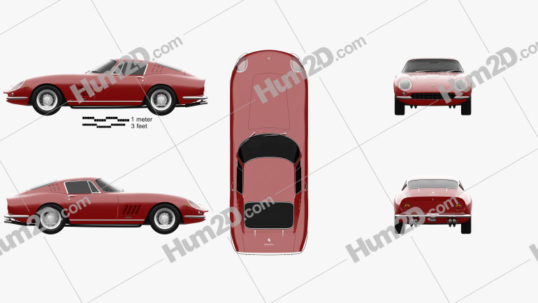 Ferrari 275 GTB4 1966 car clipart