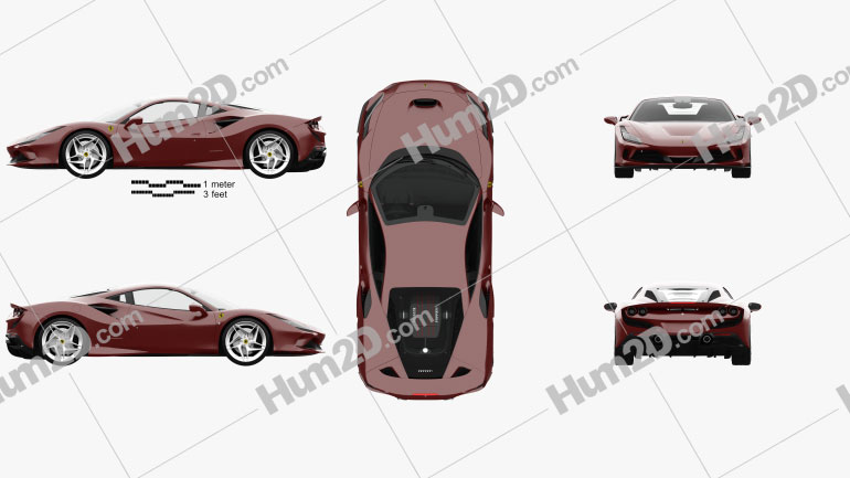 Ferrari F8 Tributo com interior HQ 2019 car clipart