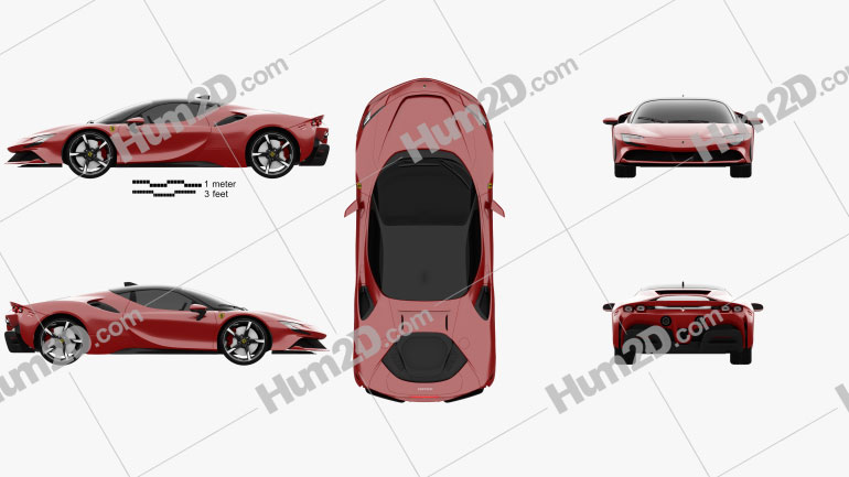 Ferrari SF90 Stradale 2020 Blueprint