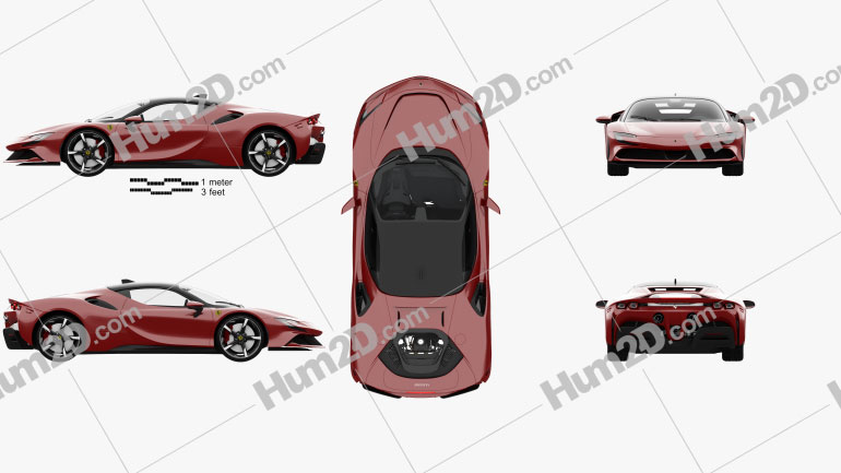 Ferrari SF90 Stradale with HQ interior and engine 2020 car clipart