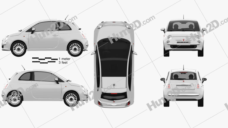 Fiat 500 2010 car clipart