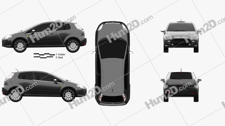 Fiat Punto Evo 3-door 2010 car clipart