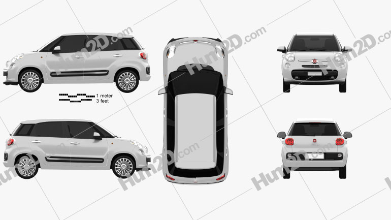 Fiat 500L 2013 car clipart