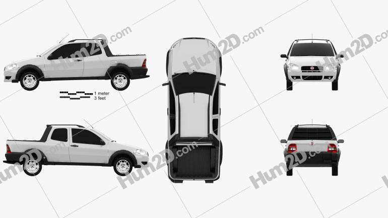Fiat Strada Long Cab Working 2012 Clipart Image