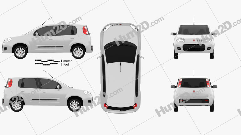 Fiat Uno Attractive hatchback de 5 portas 2013 car clipart