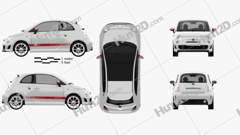 Fiat 500 Abarth 2012 car clipart