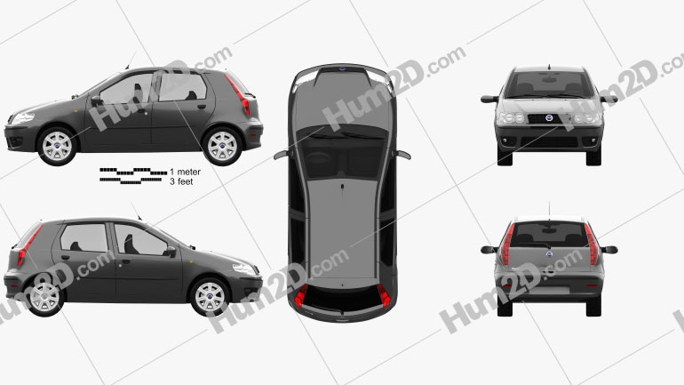 Fiat Punto 5-door 2003 car clipart