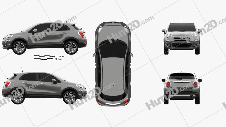 Fiat 500X 2015 car clipart