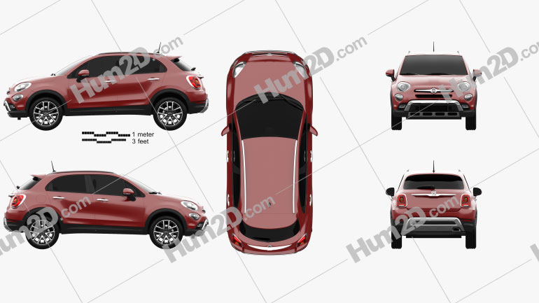Fiat 500X Cross 2015 car clipart