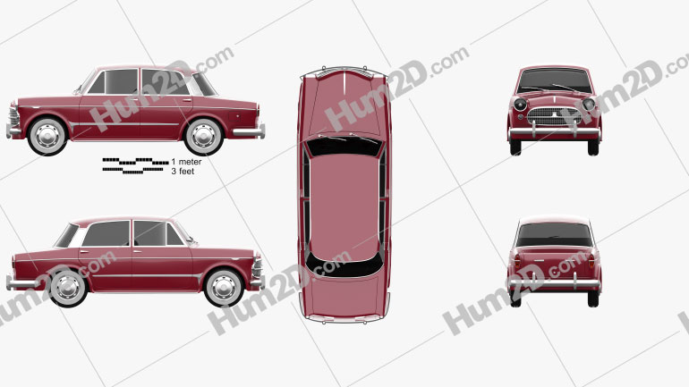 Fiat 1200 Granluce 1957 car clipart