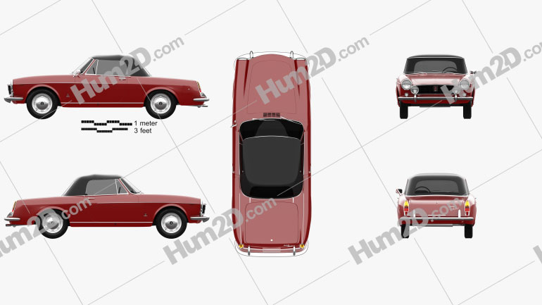 Fiat 1600 S Cabriolet 1963 car clipart