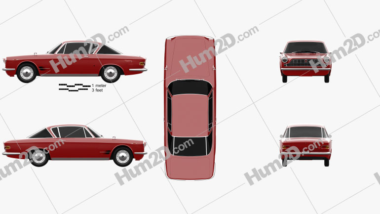 Fiat 2300 S coupe 1961 car clipart