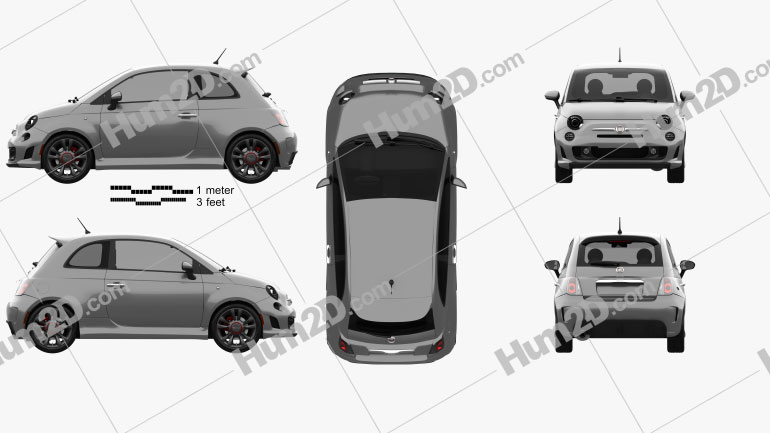 Fiat 500 Turbo 2014 Clipart Image