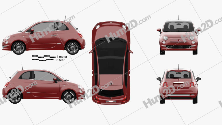 Fiat 500 2015 car clipart