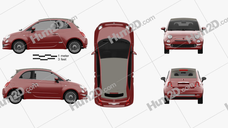 Fiat 500 C 2015 car clipart