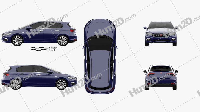 Fiat Tipo hatchback 2017 Clipart Image