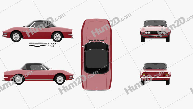 Fiat Dino Spider 2400 1969 car clipart