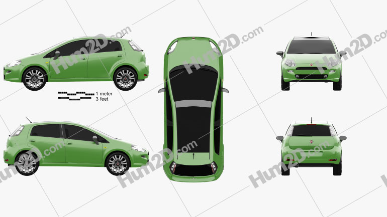 Fiat Punto TwinAir de 5 portas 2012 car clipart